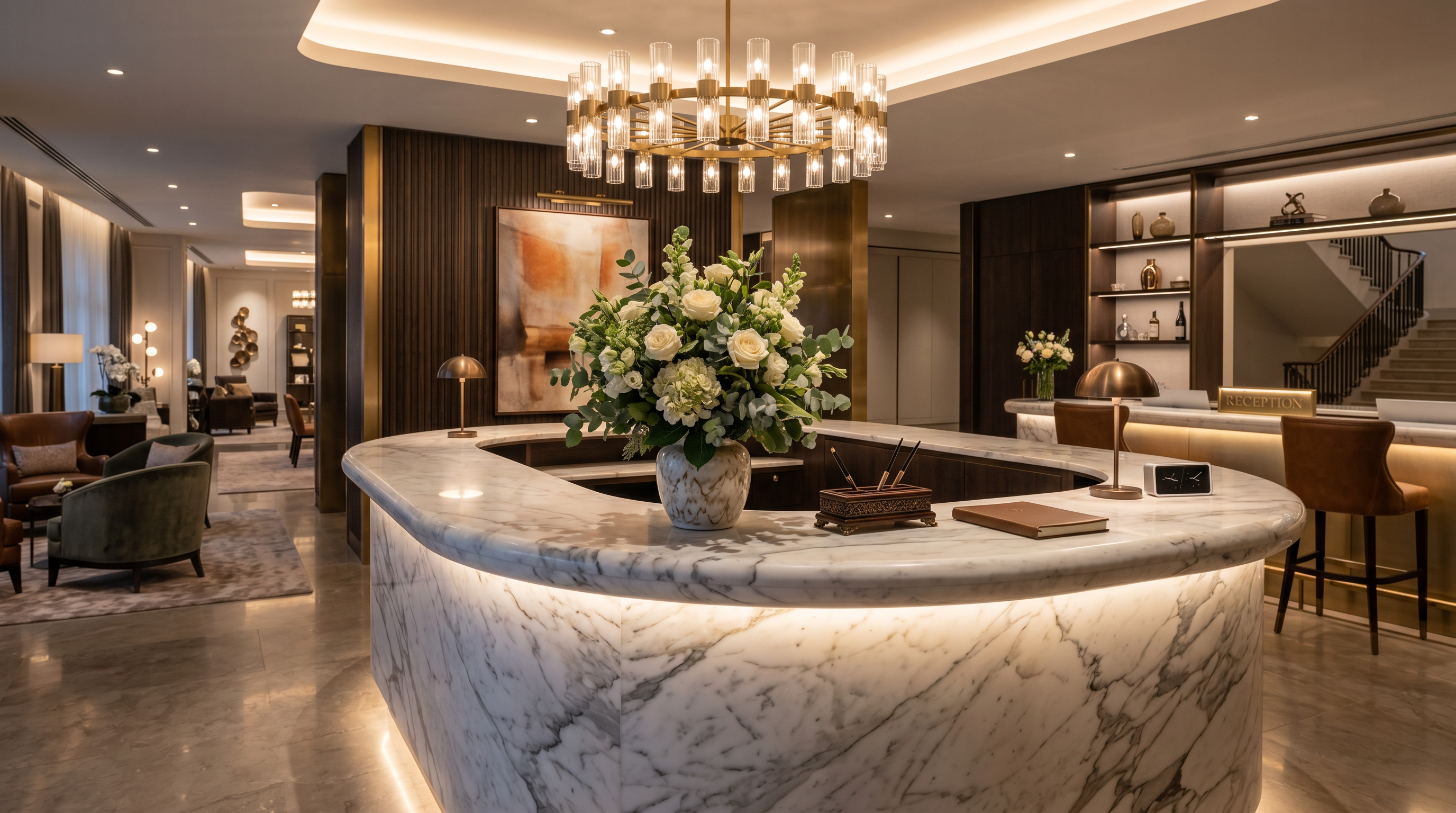 Reception desk at Best Ranked UK hotel