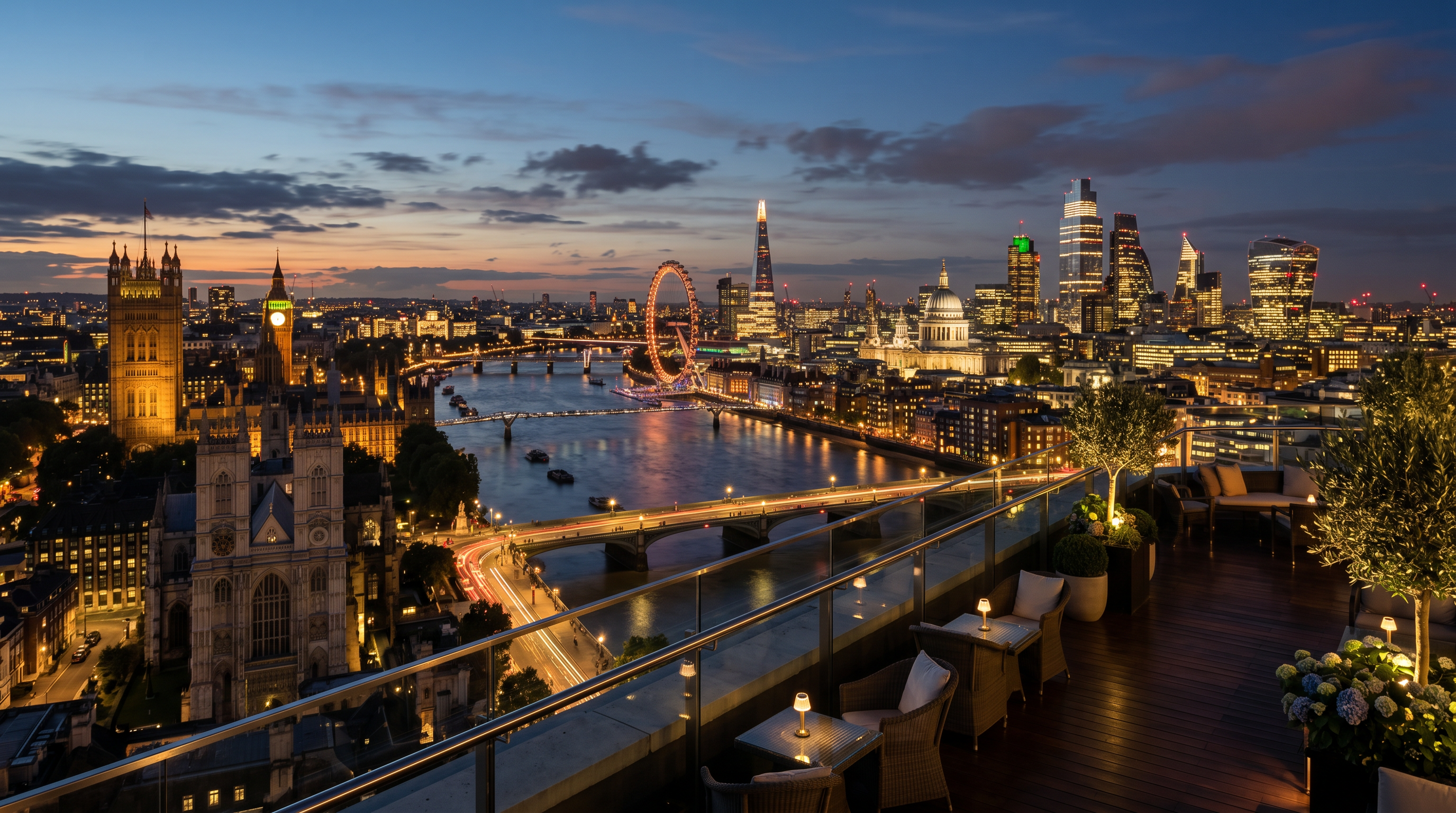 View of the city skyline near Best Ranked UK hotel